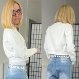 Vopse ezüst cipzáros crop bőrdzseki V6395-fehér