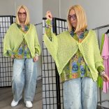 Britani elől csavart kötött felső72829-zöld