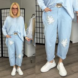 Lamya horgolt virágos nadrág K067-világoskék