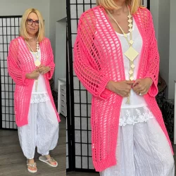 Lamya horgolt kardigán ly068-neonpink