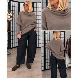 Rose aszimmetrikus pulóver 6072-taupe