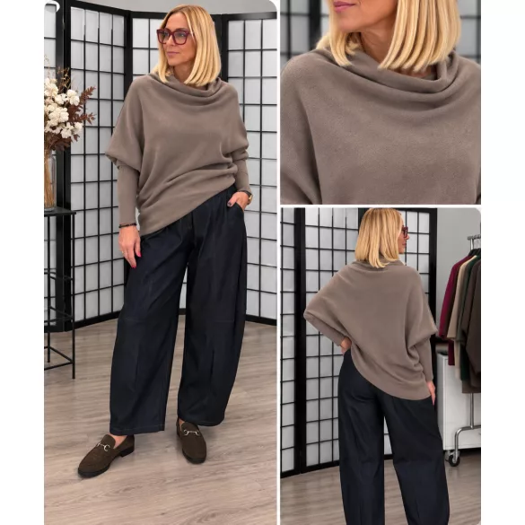 Rose aszimmetrikus pulóver 6072-taupe