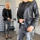 Sweet Miss bőrhatású blézer J172818-fekete
