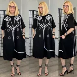 Fly Out rövidujjú nyomott mintás ruhaA51018-fekete