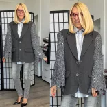 Miho's kötött ujjú blézer G04205-szürke