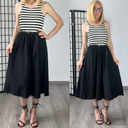 Corina csíkos viszkóz ruha 1697-fekete