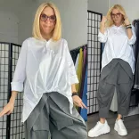 Wendy Trendy hosszú ujjú pamut ing 221649 - fehér