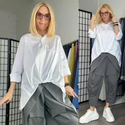 Wendy Trendy hosszú ujjú pamut ing 221649 - fehér