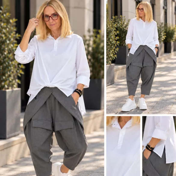 Wendy Trendy hosszú ujjú pamut ing 221649 - fehér