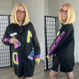 Fly Out strasszos gyöngyös vászon ingMY1722-fekete