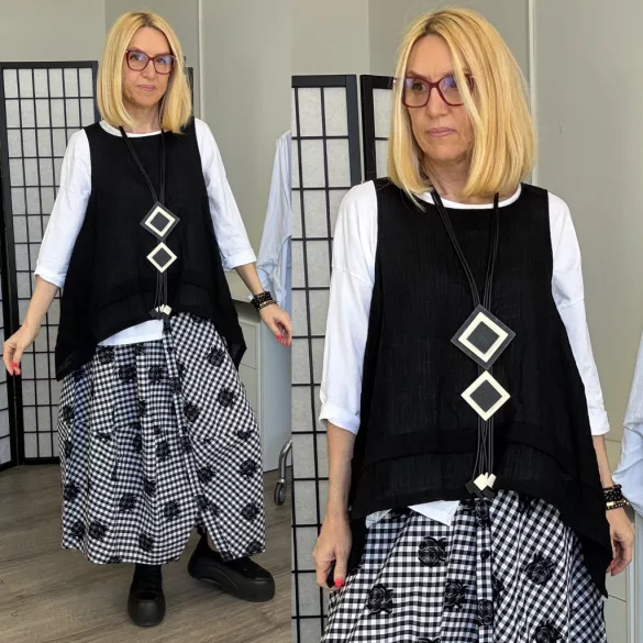 Wendy Trendy aszimmetrikus mellény 225127 fekete