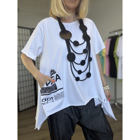 158C lefelé bővülő pamut tunika57004-fehér