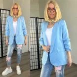 Elda gyűrt ujjú blézer 6078-világoskék