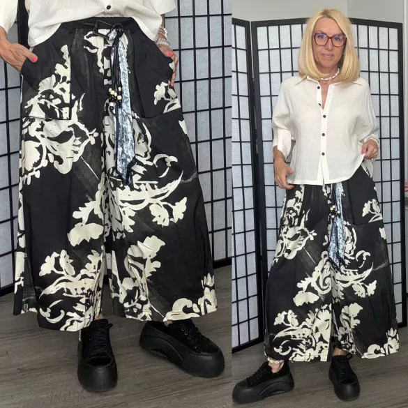 Wendy Trendy bőszárú nadrág 826115-fekete/bézs