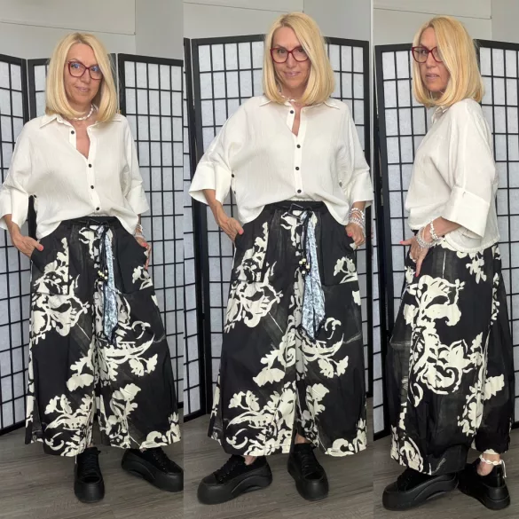 Wendy Trendy bőszárú nadrág 826115-fekete/bézs