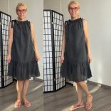 Sonja fodros ujjatlan masnis ruha 15582 - sötétszürke