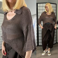 Mona galléros kötött felső72922-csokibarna