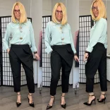 WENDY TRENDY átlapolt elegáns nadrág 800024-fekete