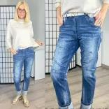 S Woman elasztikus fröcskölt farmer SW1704-középkék