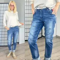 S Woman elasztikus fröcskölt farmer SW1704-középkék