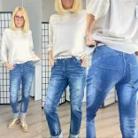 S Woman elasztikus fröcskölt farmer SW1704-középkék