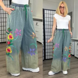 Fly Out hímzett bőszárú farmer A51018-kék