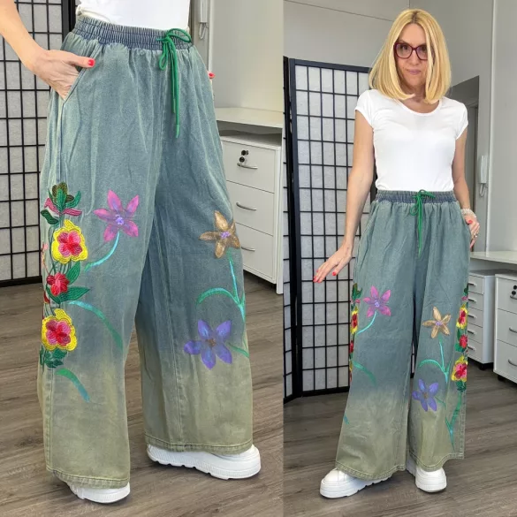 Fly Out hímzett bőszárú farmer A51018-kék