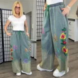 Fly Out hímzett bőszárú farmer A51018-kék