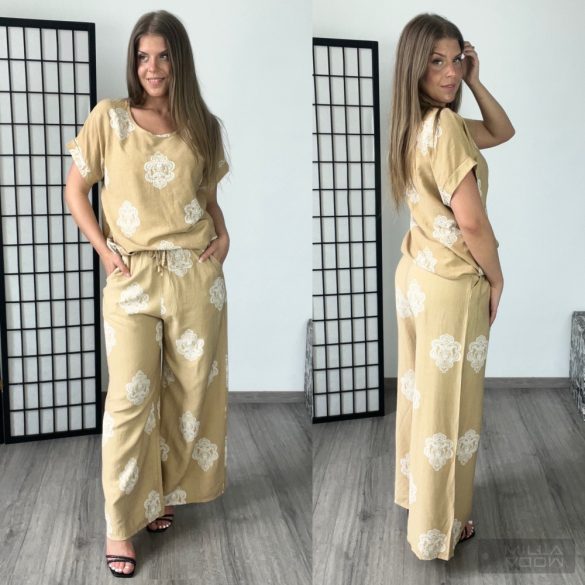 JB  mintás viszkóz szett 3396-barna