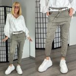 Melly ülepes elasztikus farmer ferde varrással 8201A - taupe