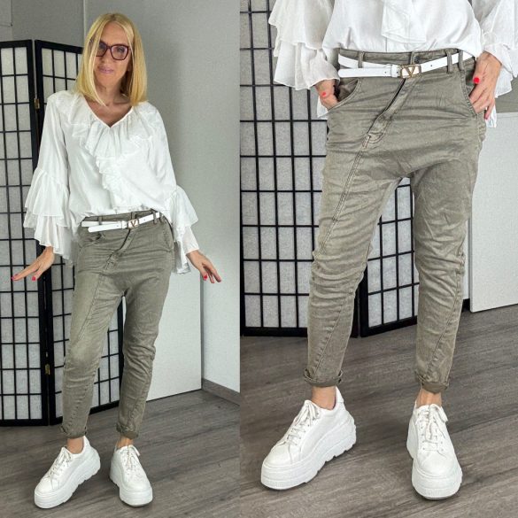 Melly ülepes elasztikus farmer ferde varrással 8201A - taupe