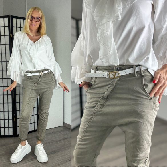 Melly ülepes elasztikus farmer ferde varrással 8201A - taupe