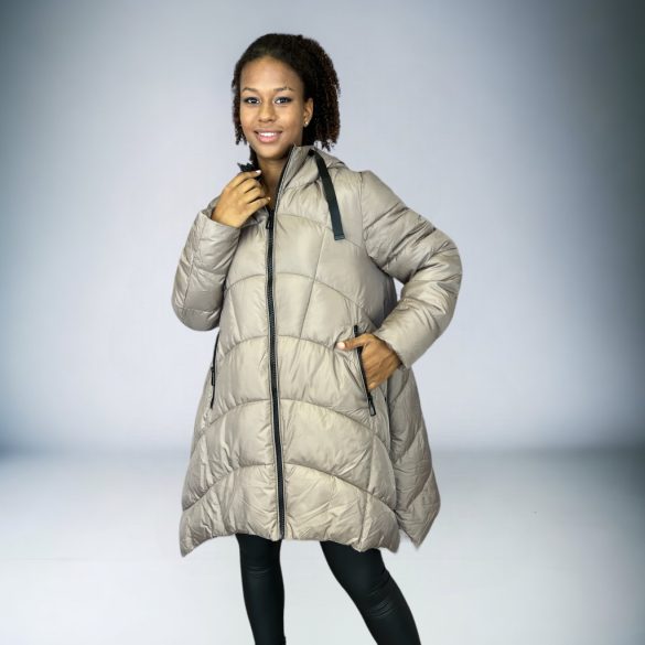 Dublin oldalán hosszított felcipzározható kapucnis kabát 2325-e - taupe