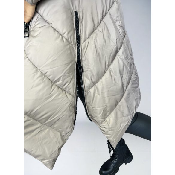 Dublin oldalán hosszított felcipzározható kapucnis kabát 2325-e - taupe