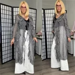 Beauty Woman fodros kaftánBW096-002-fekete/fehér