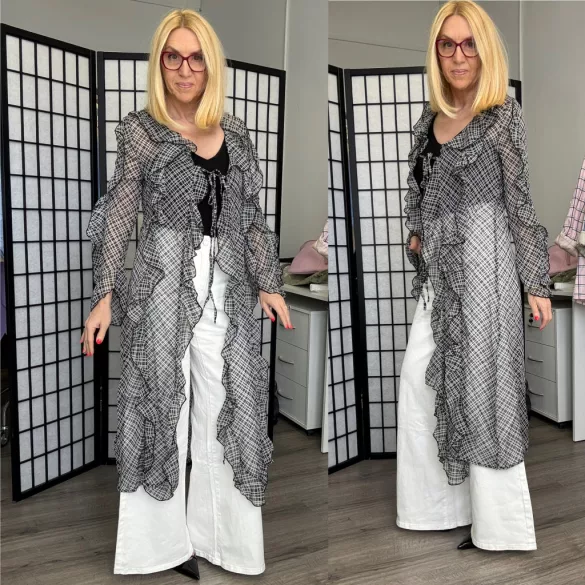 Beauty Woman fodros kaftánBW096-002-fekete/fehér