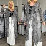 Beauty Woman fodros kaftánBW096-002-fekete/fehér