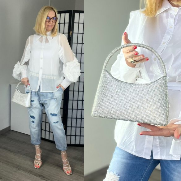 Diamonde shine strasszköves alkalmi táska BH01-ezüst