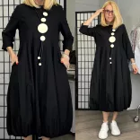 SUN elasztikus vászon ruha9221-fekete