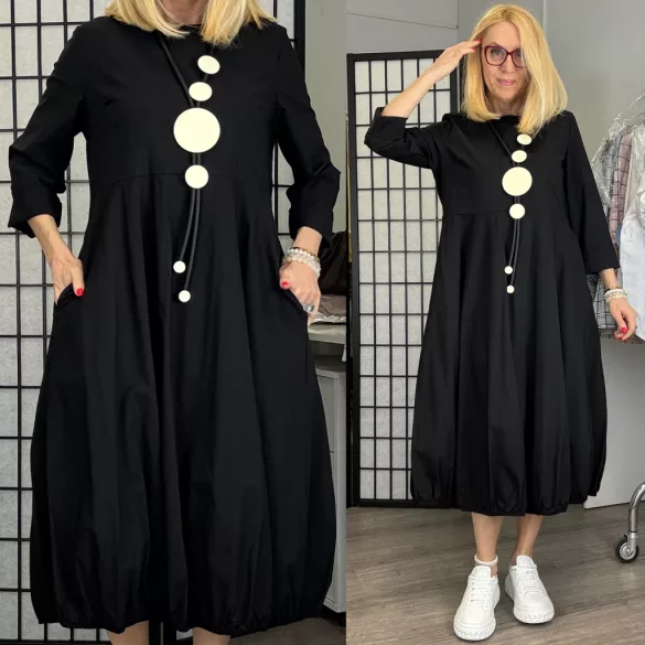 SUN elasztikus vászon ruha9221-fekete