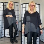 May asszimetrikus A-vonalú tunika 7236 - fekete