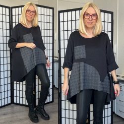 May asszimetrikus A-vonalú tunika 7236 - fekete