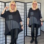 May asszimetrikus A-vonalú tunika 7236 - fekete