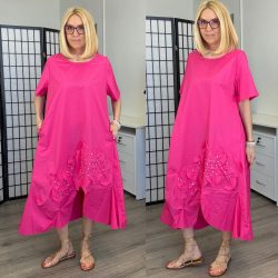 Fly Out strasszos hosszú vászon ruha A51058-pink