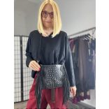 Krokko rojtos bőrtáska - fekete