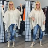 Limone hosszú ujjú asszimetrikus vékonykötött tunika 8012 - bézs