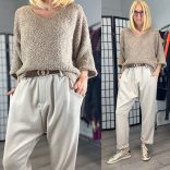 Monica ülepes nadrág övvel 3139 - bézs