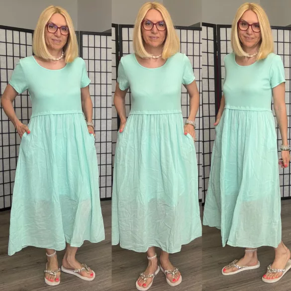 Freya környakú pamut ruha 26508 - menta