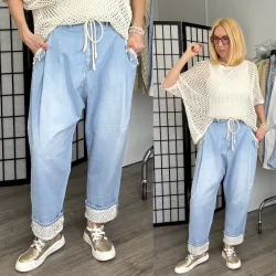 S-Woman gumis derekú ülepes  farmer SW2062 - világoskék