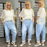 S-Woman gumis derekú ülepes  farmer SW2062 - világoskék